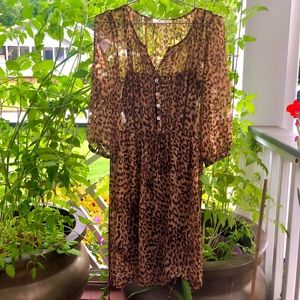 Leopard? Cheetah print? Sheer dress w/ black slip